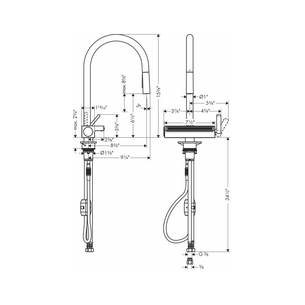 Hansgrohe 73837001 Aquno Select Pull Down Kitchen Faucet Chrome 3