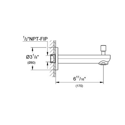 Grohe 13273000 Eurosmart Cosmopolitan Diverter Tub Spout Chrome 2