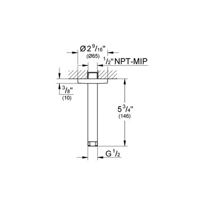 Grohe 27217EN0 6" Ceiling Shower Arm Brushed Nickel 2