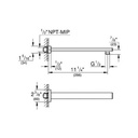 Grohe 27710000 Eurocube 11 1/4" Shower Arm Chrome 2