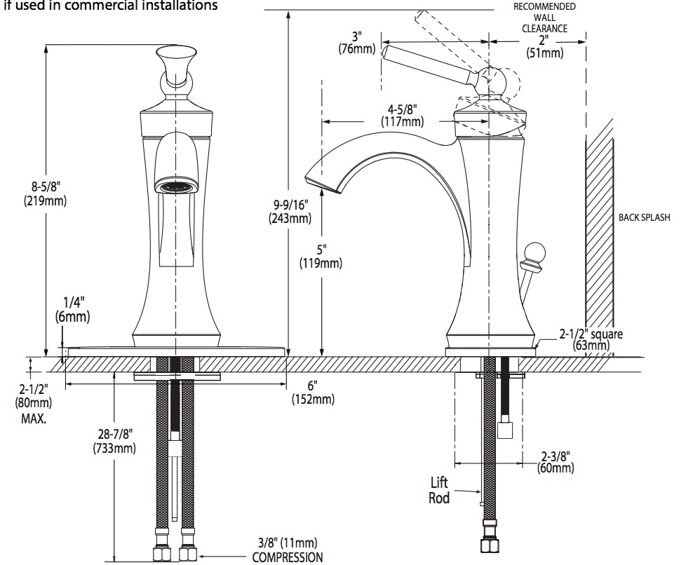 Moen 4500BN Wynford Lavatory 1Hdl Single Hole Bn