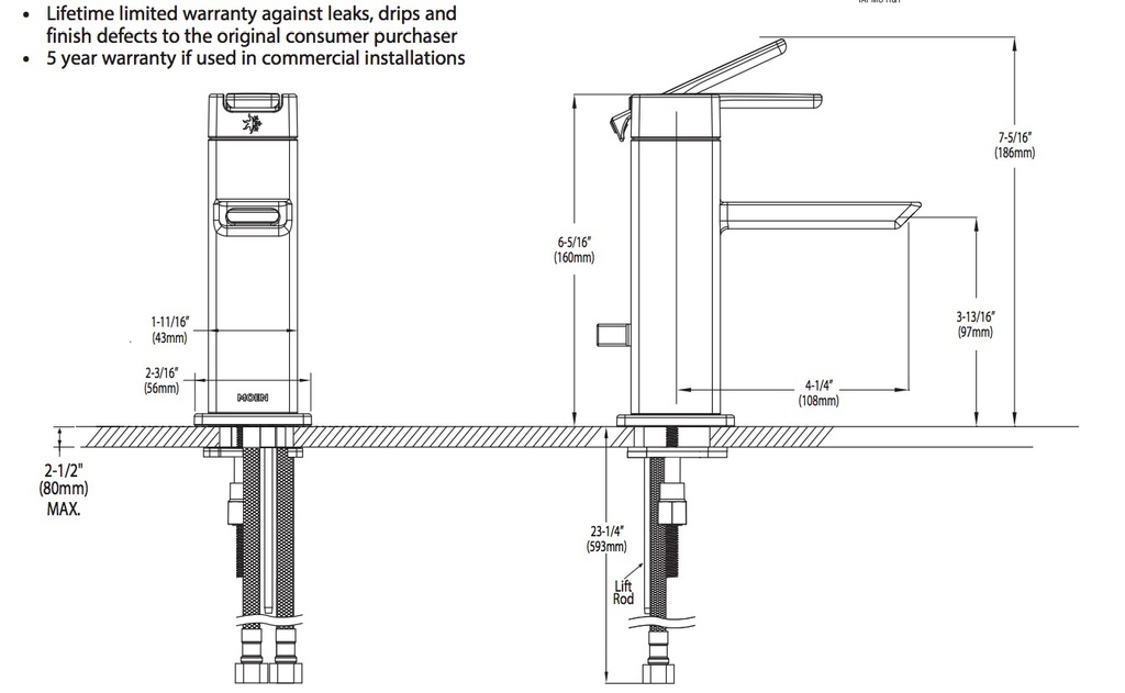 Moen S6700BN 90 Degree Lavatory Sgl Mnt Bn