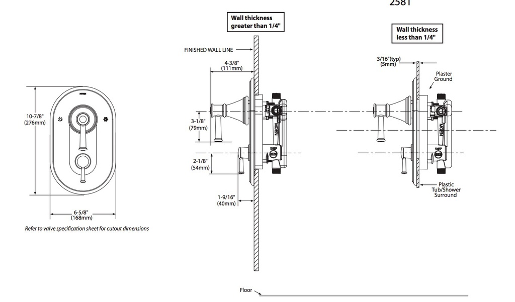 Moen T2310 Belfield Posi W/Dvtr Valve Trim Chr