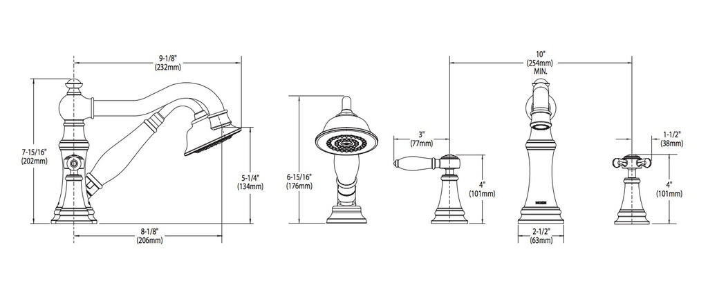 Moen TS21102ORB Trim Weymouth Roman Tub With Hh Cross Or