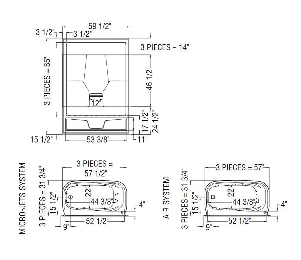 Maax 101023-000-001-004 Aspen-3P 60 x 31 Acrylic Alcove Left-Hand Drain Three-Piece Tub Shower in White