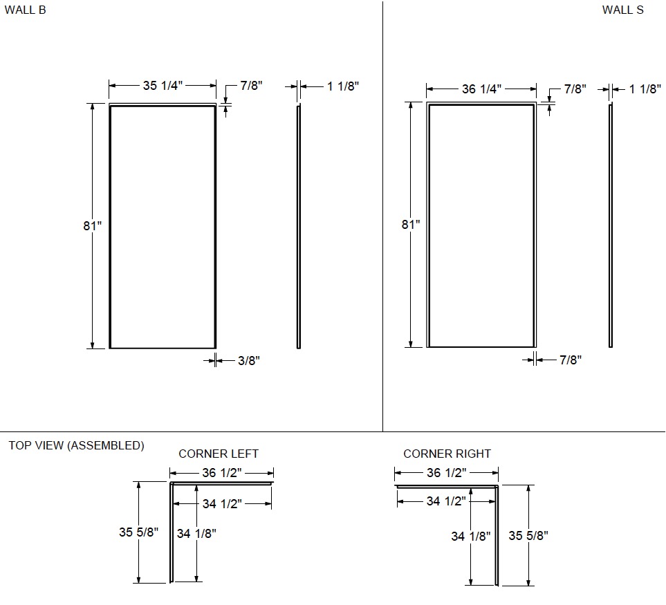 Maax 103378-301-500-000 Utile 3636 Composite Direct-to-Stud Two-Piece Corner Shower Wall Kit in Metro Soft Grey