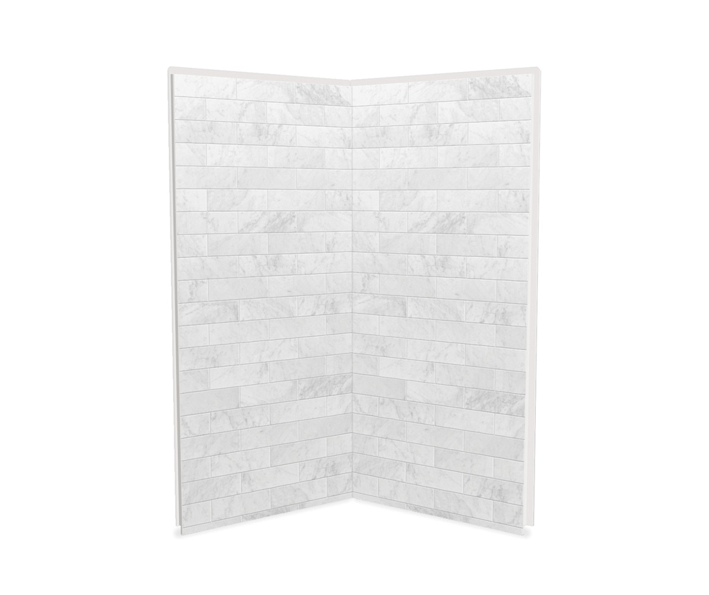 Maax 103388-307-508-000 Utile 3636 Composite Direct-to-Stud Two-Piece Corner Shower Wall Kit in Marble Carrara