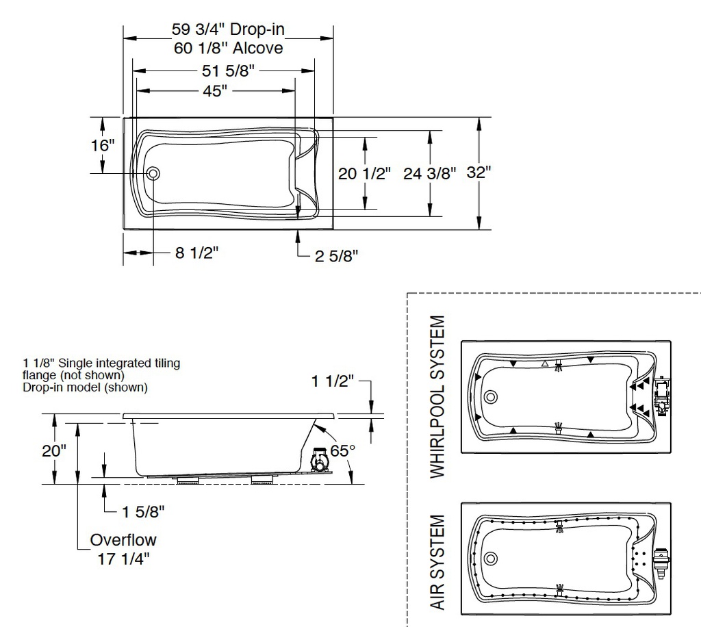 Maax 105310-L-004-001 Release 6032 Hydromax White