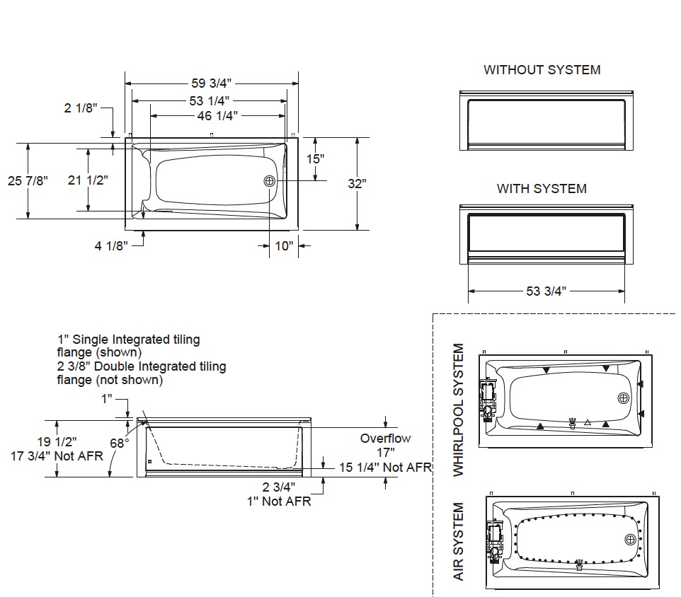 Maax 105548-R-096-001 Exhibit 6032 (Ifs) Afr Double Til.Flange Comb. Whirl. & Aeroeffect White