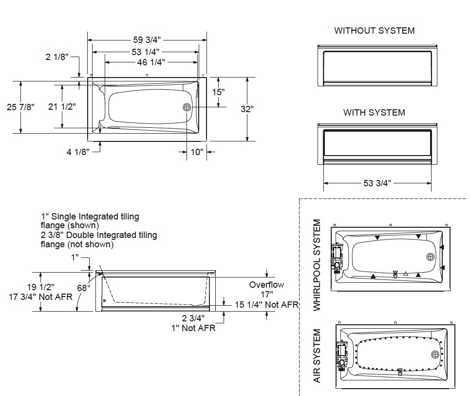Maax 105549-R-001-001 Exhibit 6032 (Ifs) Dbl Til.Flange Whirlpool White