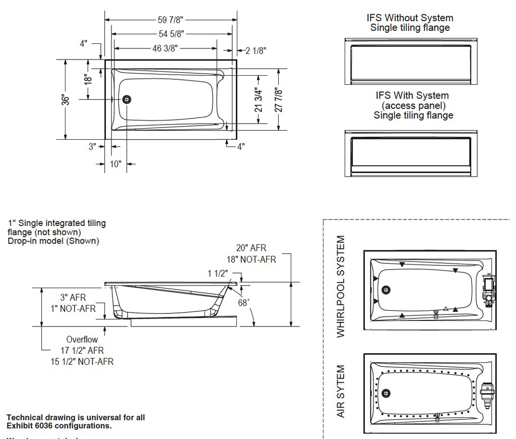 Maax 106172-L-001-001 Exhibit 6036 Ifs Whirlpool White