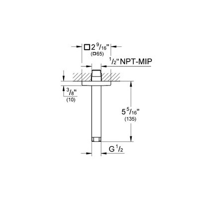 Grohe 27486000 Rainshower 6" Ceiling Shower Arm Square Flange Chrome 2