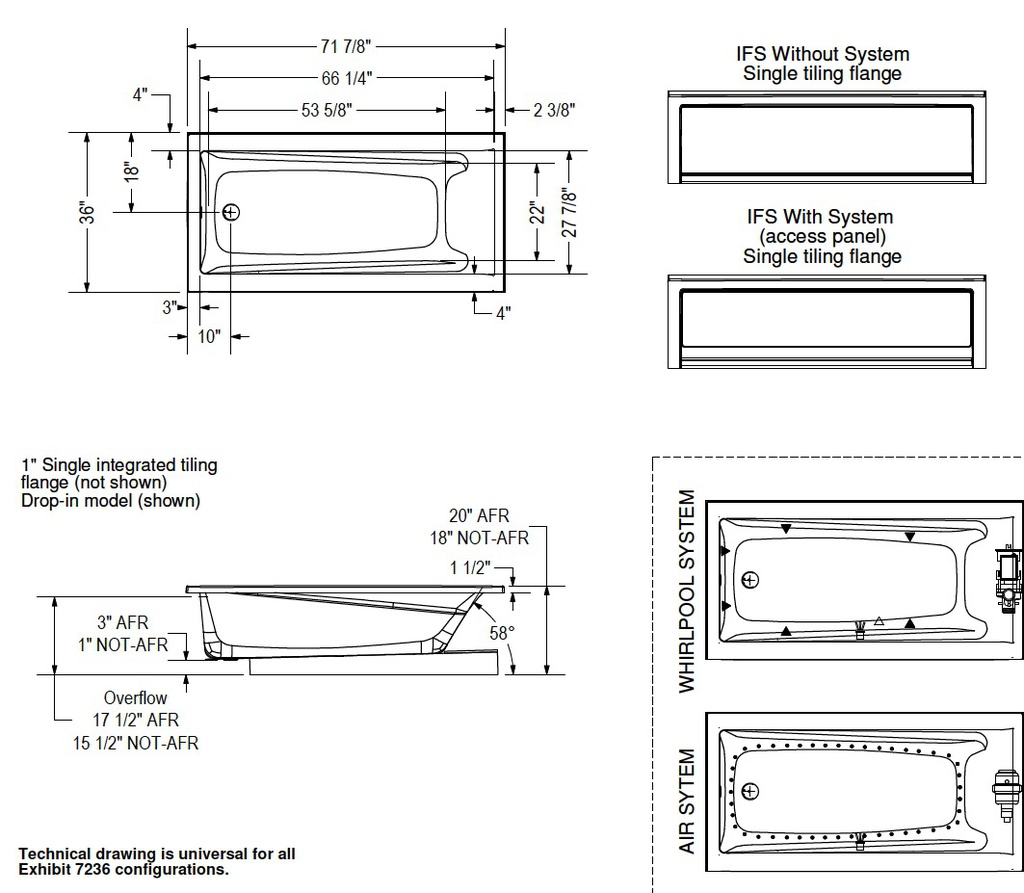 Maax 106184-R-096-001 Exhibit 7236 Ifs Afr Comb. Whirl. & Aeroeffect White