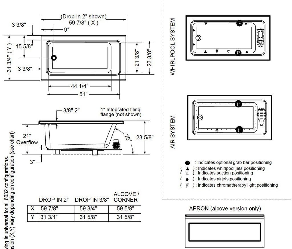 Maax 106202-R-001-001 Pose 6032 Left Corner Whirlpool White