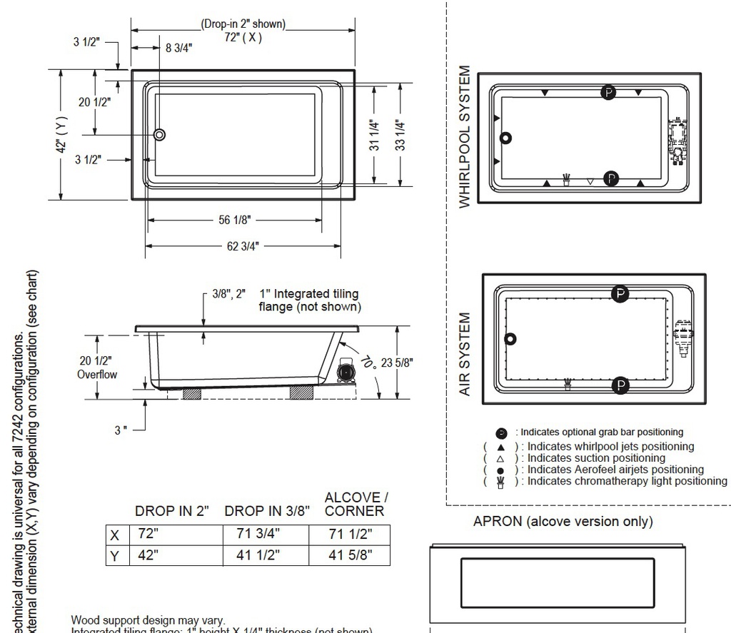 Maax 106215-R-001-001 Pose 7242 Right Corner Whirlpool White