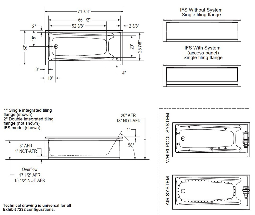 Maax 106241-L-103-001 Exhibit 7232 Ifs Afr Dtf Aeroeffect W/ Air Push Control White