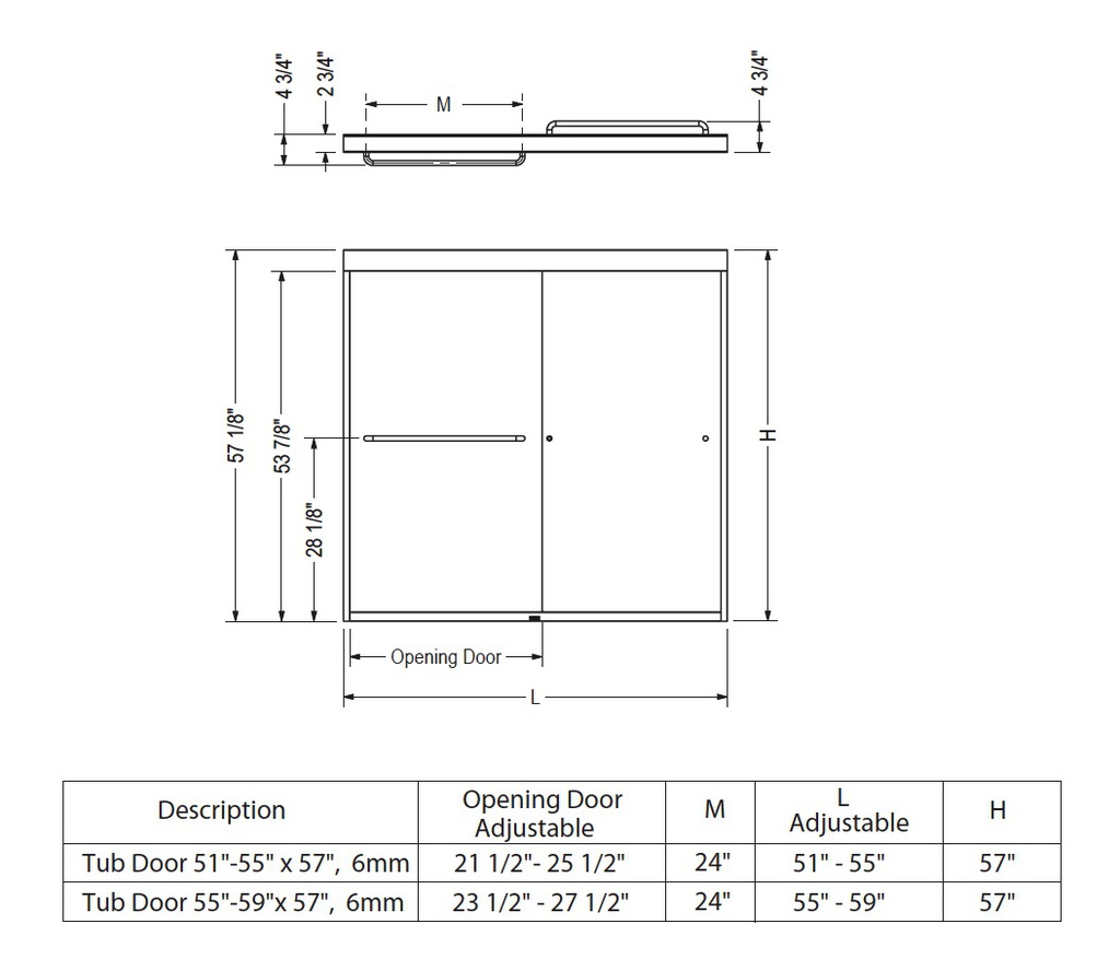 Maax 135661-900-172-000 Aura 6Mm Tub Door 55-59 X57 Clear Dark Bronze