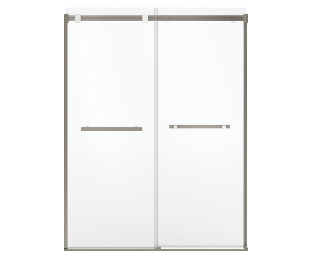 Maax 136955-810-290-000 Duel Alto 56-59 X 78 in. 8mm Bypass Shower Door for Alcove Installation with GlassShield glass in Brushed Nickel &amp; Matte White