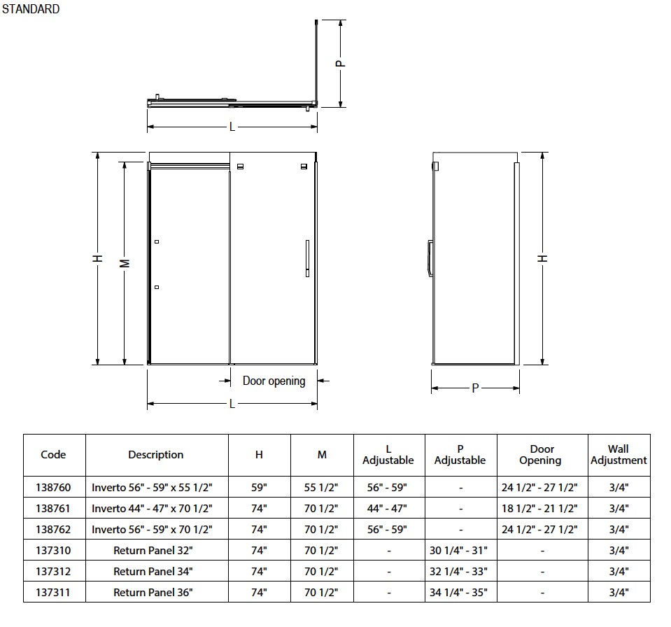 Maax 138760-900-305-000 Inverto Tub 56-59 X 55.5-59 Clear Brushed Nickel