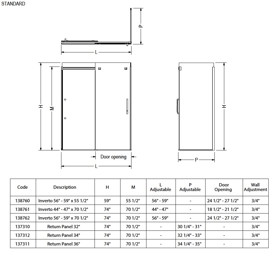 Maax 138761-900-173-000 Inverto Shower 43-47 X 70.5-74 Clear Dark Bronze