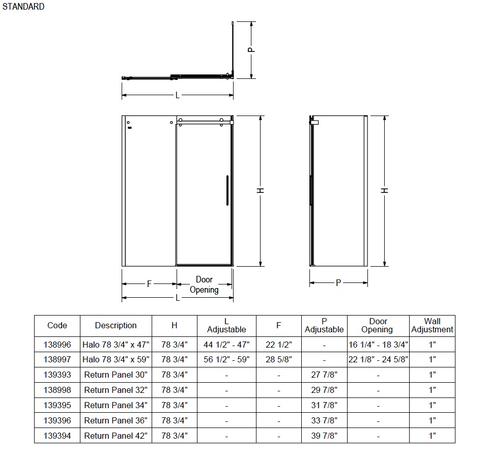 Maax 138997-900-340-000 Halo Slider 60 Clear Matte Black