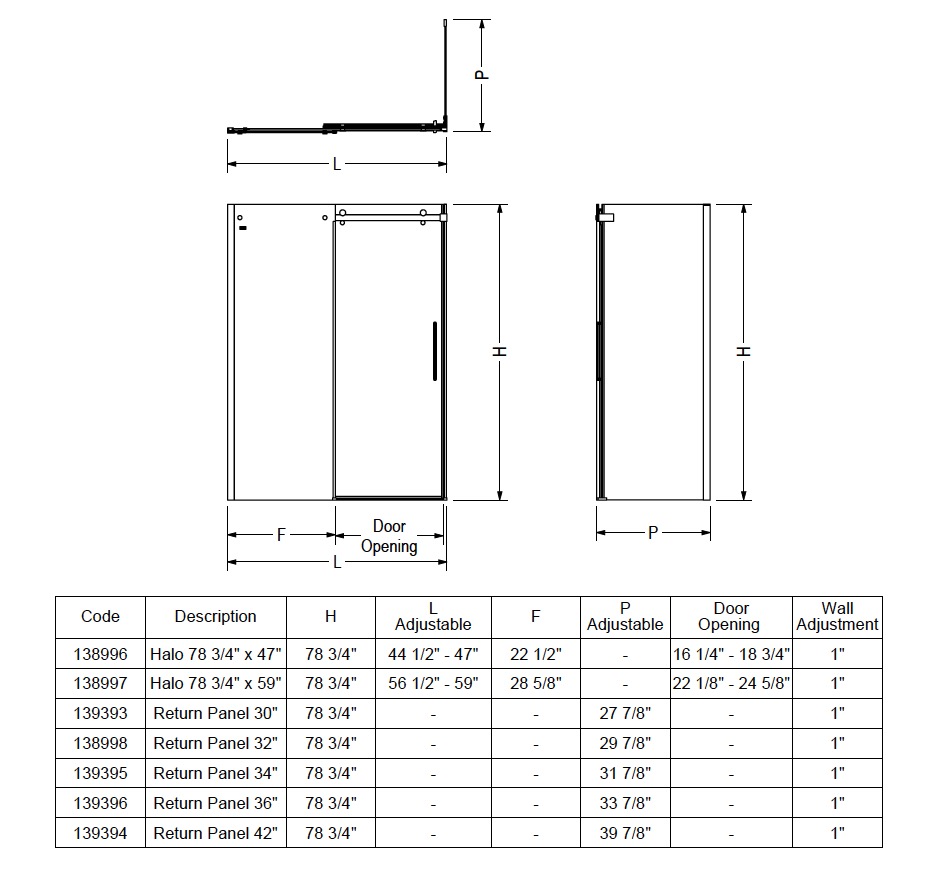 Maax 139395-900-305-000 Halo Return Panel 34 Clear Brushed Nickel