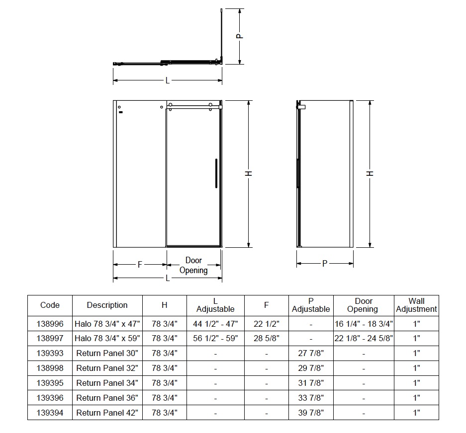 Maax 139396-900-305-000 Halo Return Panel 36 Clear Brushed Nickel