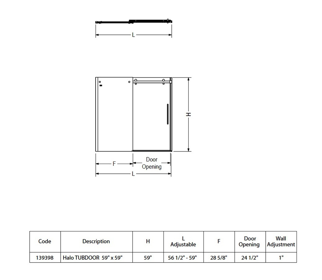 Maax 139398-900-173-000 Halo Tub Door 60 Clear Dark Bronze
