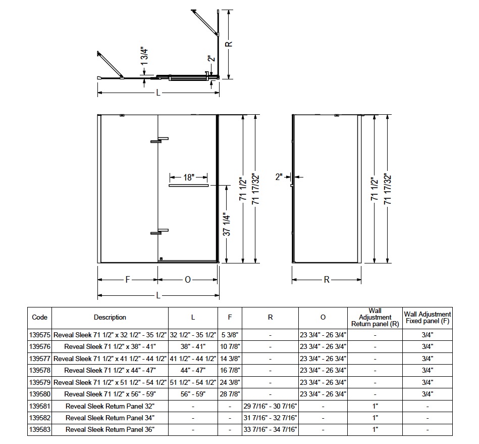 Maax 139583-900-173-000 Reveal 2.0 Return Panel 33 7/8 X 71 1/2 Clear Dark Bronze