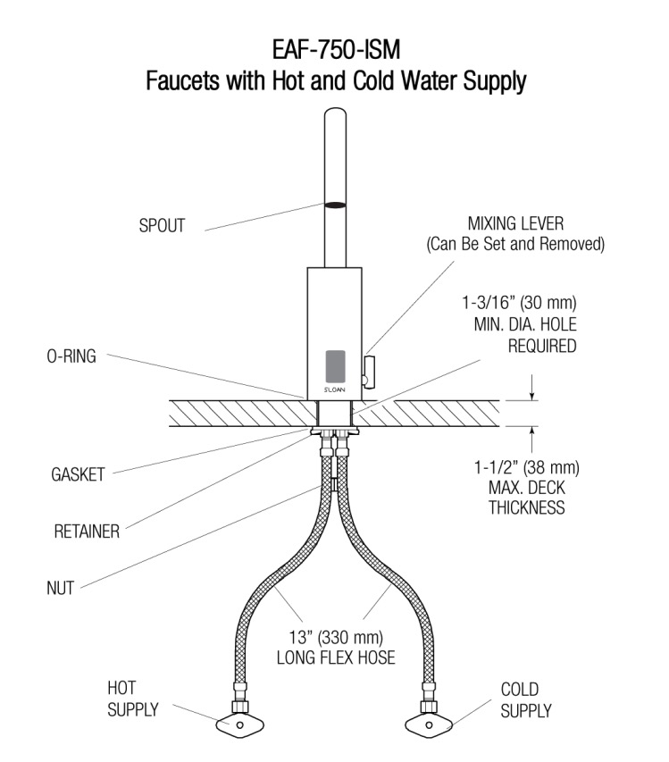 Sloan EAF-750-ISM Gooseneck Battery W/Mixer