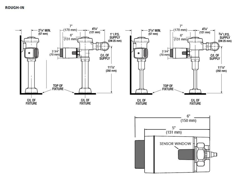 Sloan EBV-500-A-G ( GEM ) Single Flush Side Mount