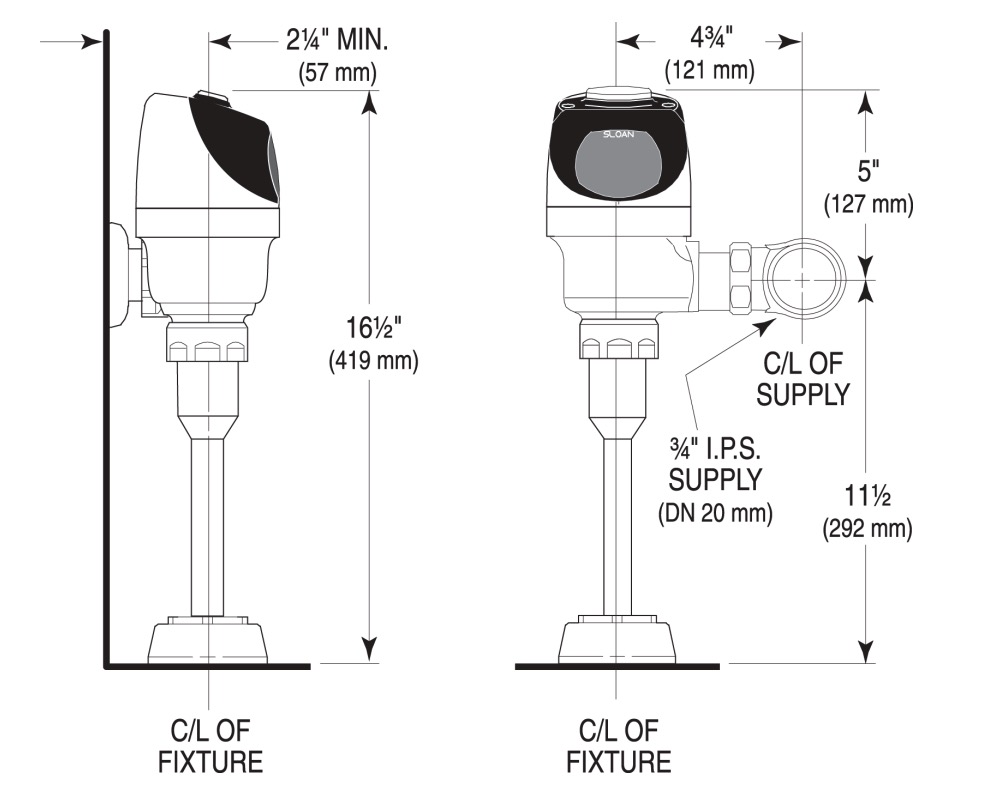 Sloan ECOS 8186-0.5 OR Battery Powered Fv W/Override