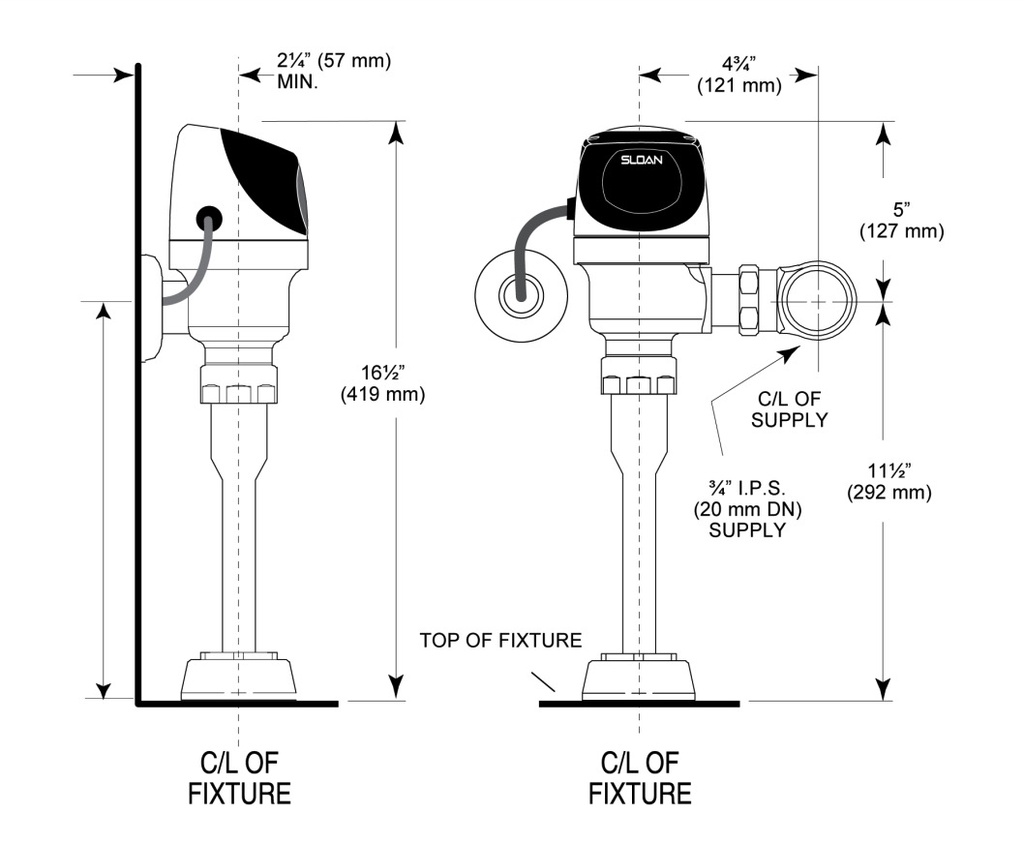 Sloan ECOS-186-0.25 Sensor Opp Flush Valve