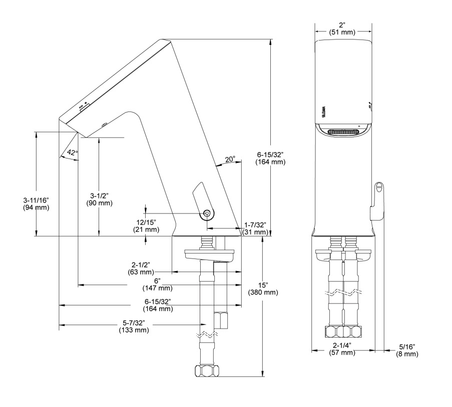 Sloan EFX-200.500.0040 Faucet With Side Mixer