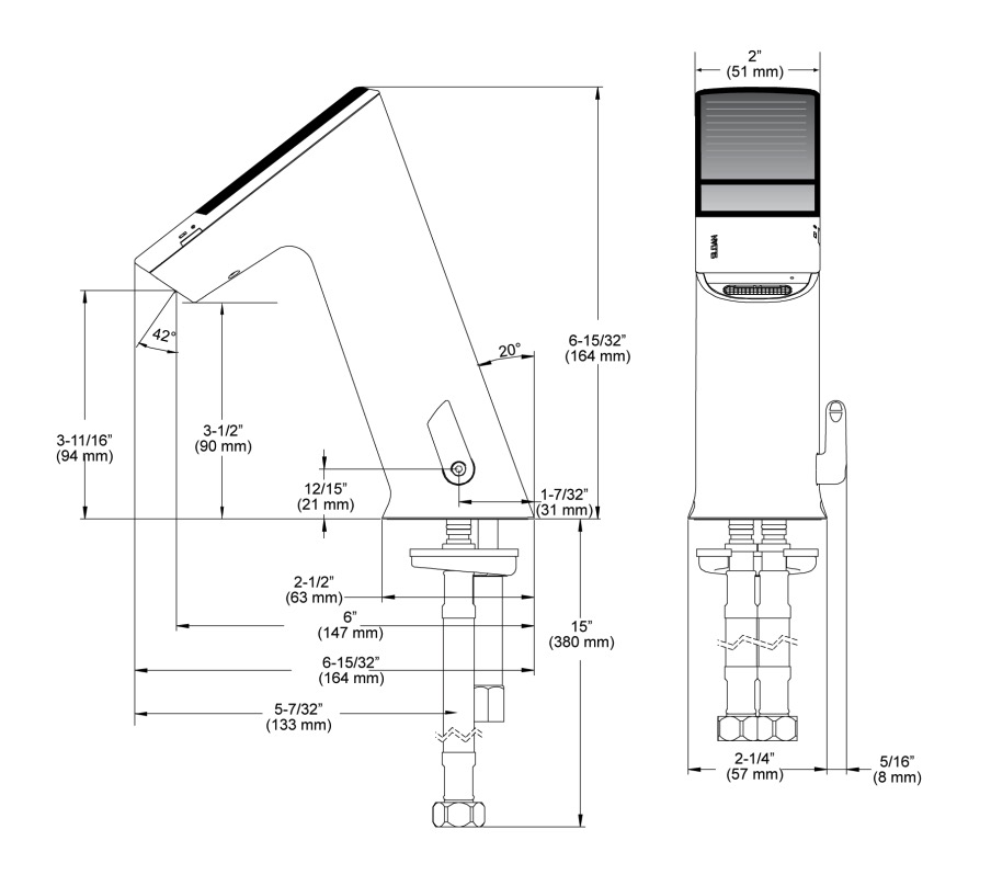 Sloan EFX-277.500.0000 Basys Faucet Mid-Solar 0.5Gpm