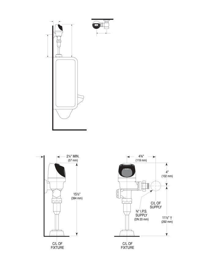 Sloan G2-RESS-U-XDT-0.5* 3325421 Optima Battery Urinal