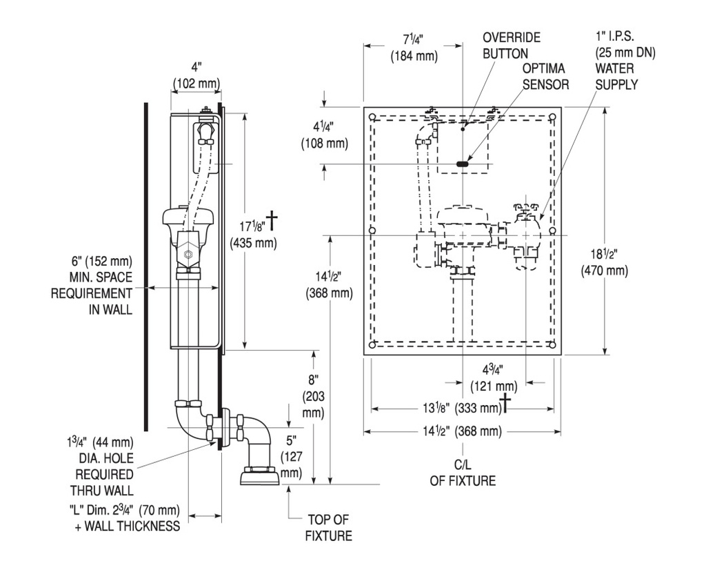 Sloan ROYAL 153-1.6 WB-ESS Concealed F/V W 11 - 12 3/4