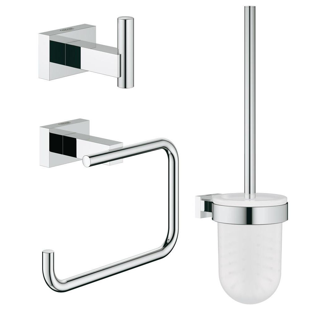 Grohe 40757001 Essentials Cube City Restroom Accessories Set 3-in-1 Chrome 1