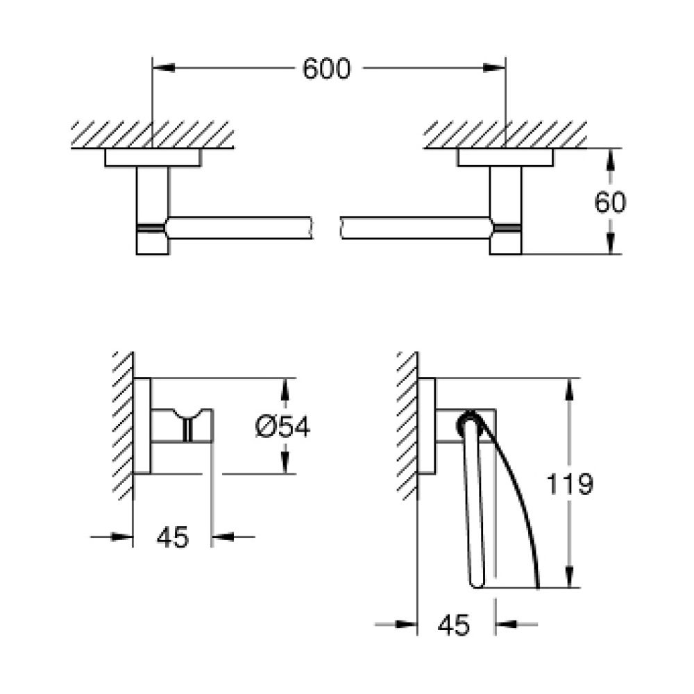 Grohe 40775EN1 Essentials Guest Bathroom Accessories Set 3-in-1 Brushed Nickel 2