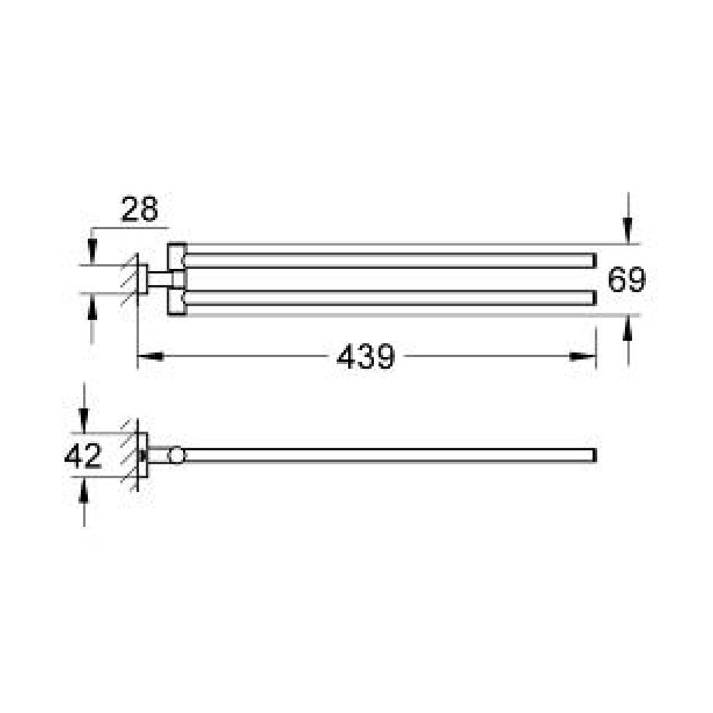 Grohe 40624001 Essentials Cube Towel Bar 18" Chrome 2