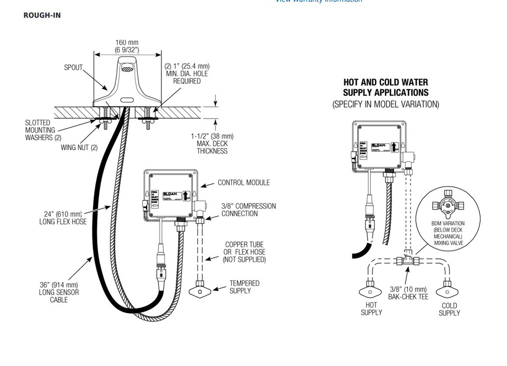 Sloan SF-2300-CT*3362116 Cp Fct Ped Densor Hw/B Back Up