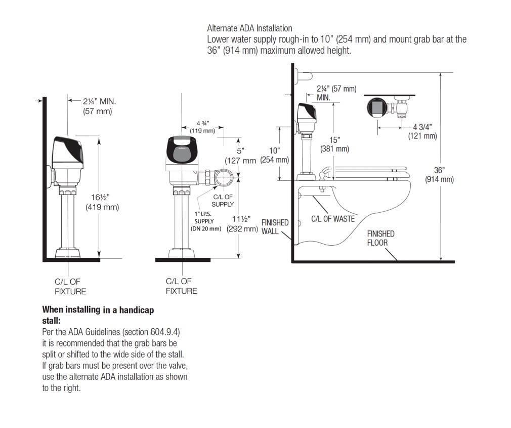 Sloan SOLIS 8111-1.6 Solar Powered W.C. Flushometer 1.28 Gpf