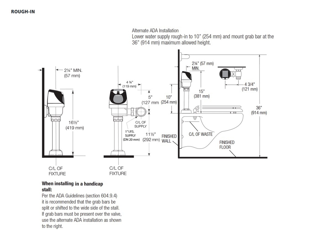 Sloan SOLIS 8111-1.6/1.1 Solar Powered W.C. Flushometer Dual Flush 1.6/1.1 Gpf