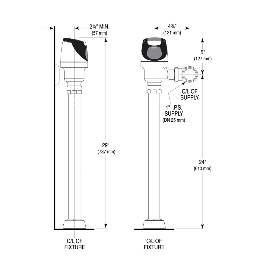 Sloan SOLIS 8115-1.6/1.1 Solar Powered Dual Flush Valve
