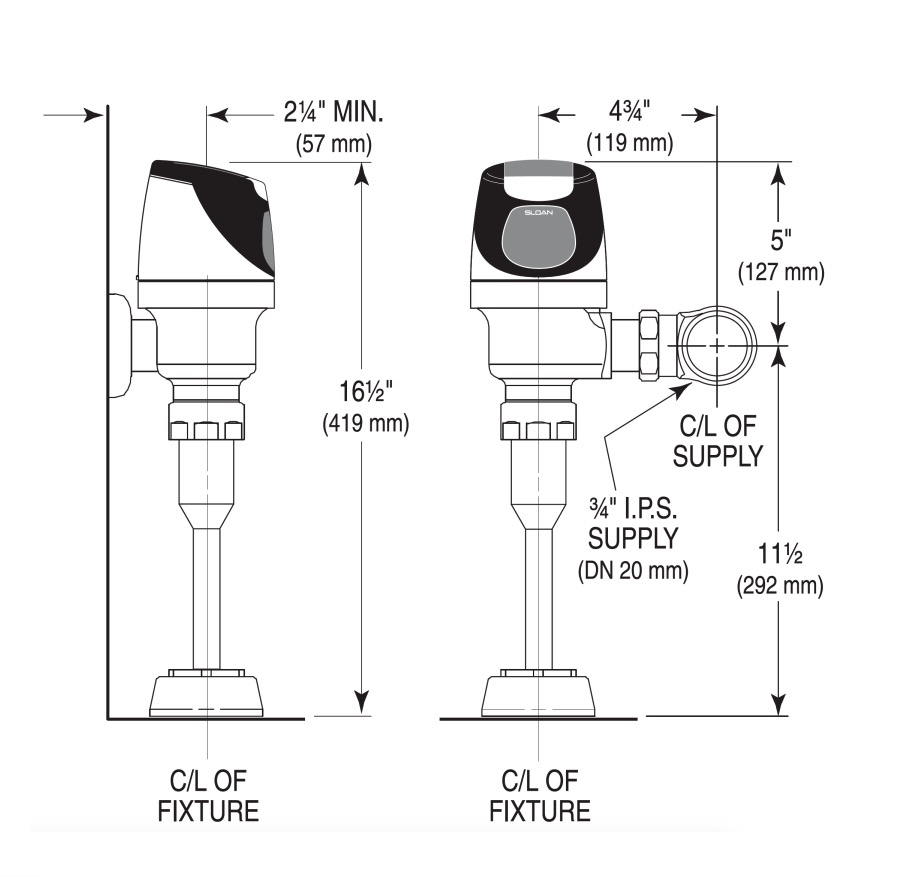 Sloan SOLIS 8186-0.13 Solar Powered Flush Valve