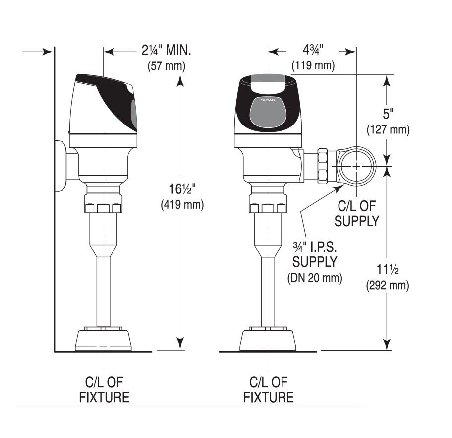 Sloan SOLIS 8186-1.5 Exposed Solar Flush Valve