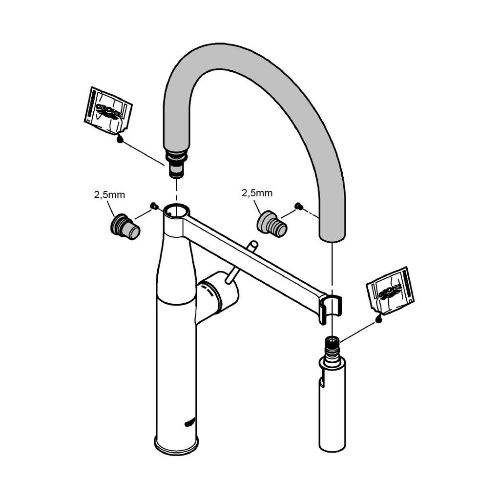 Grohe 30321YF0 GROHFlex Kitchen Hose Spout 2