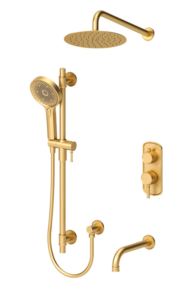 Tenzo ALYPB33-501115-BG Alyss T-Box Kit 3 Functions Pres Bal Brushed Gold Finish