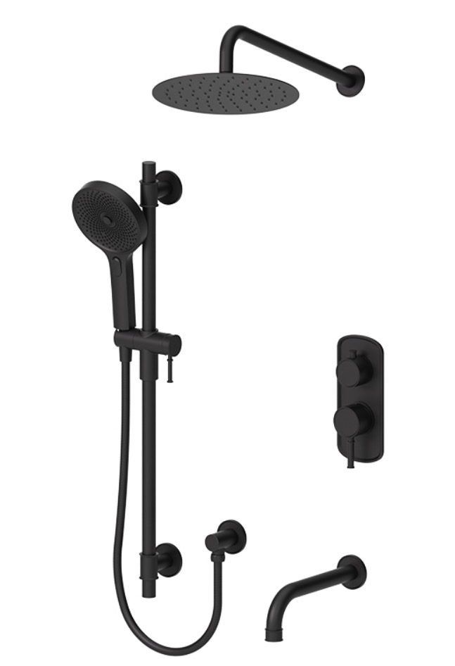 Tenzo ALYPB33-501115-MB Alyss T-Box Kit 3 Functions Pres Bal Matte Black Finish