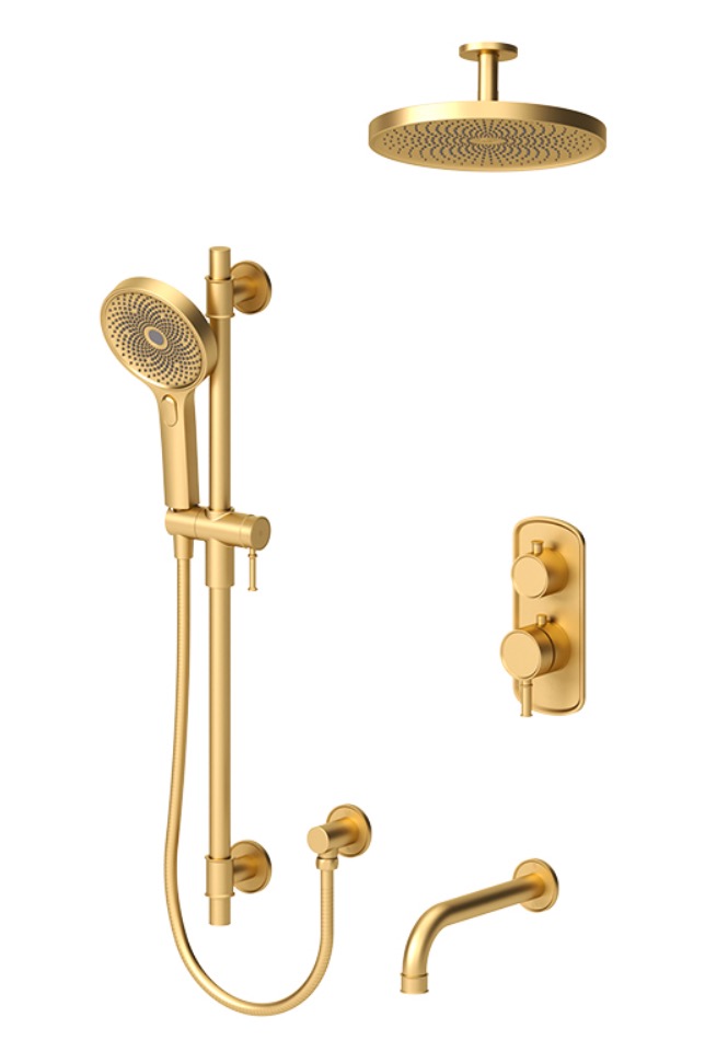Tenzo ALYT33-511345-BG Alyss T-Box Kit 3 Functions Thermo Brushed Gold Finish